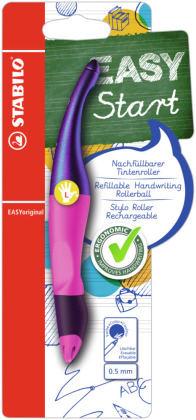 Ergonomischer Tintenroller für Linkshänder - STABILO EASYoriginal Holograph Edition in magenta -  Einzelstift - Schreibfarbe blau (löschbar) - inklusive Patrone
