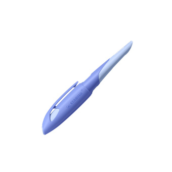 Ergonomischer Schulfüller für Rechtshänder mit Anfänger-Feder A - STABILO EASYbirdy Pastel Edition in blau/hellblau - Einzelstift - inklusive Patrone - Schreibfarbe blau (löschbar)