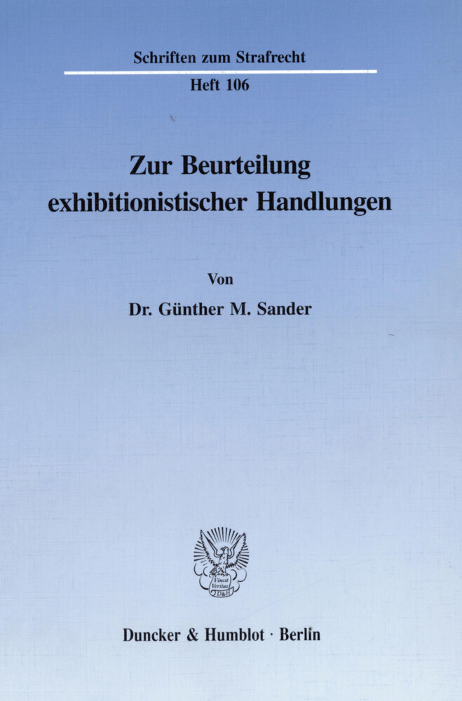 Zur Beurteilung exhibitionistischer Handlungen. main product photo