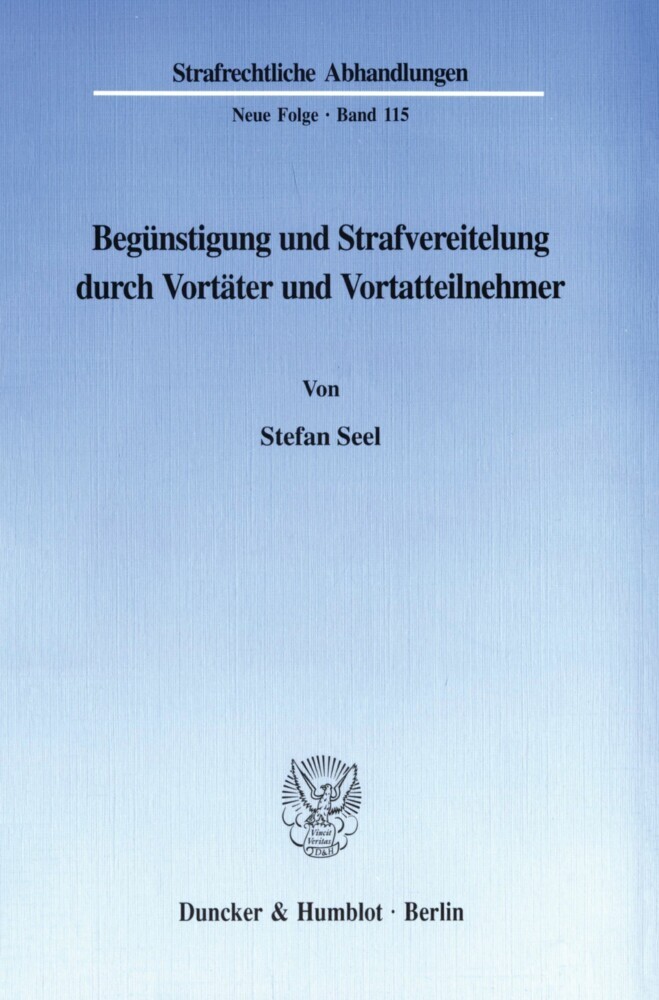 Begünstigung und Strafvereitelung durch Vortäter und Vortatteilnehmer. main product photo