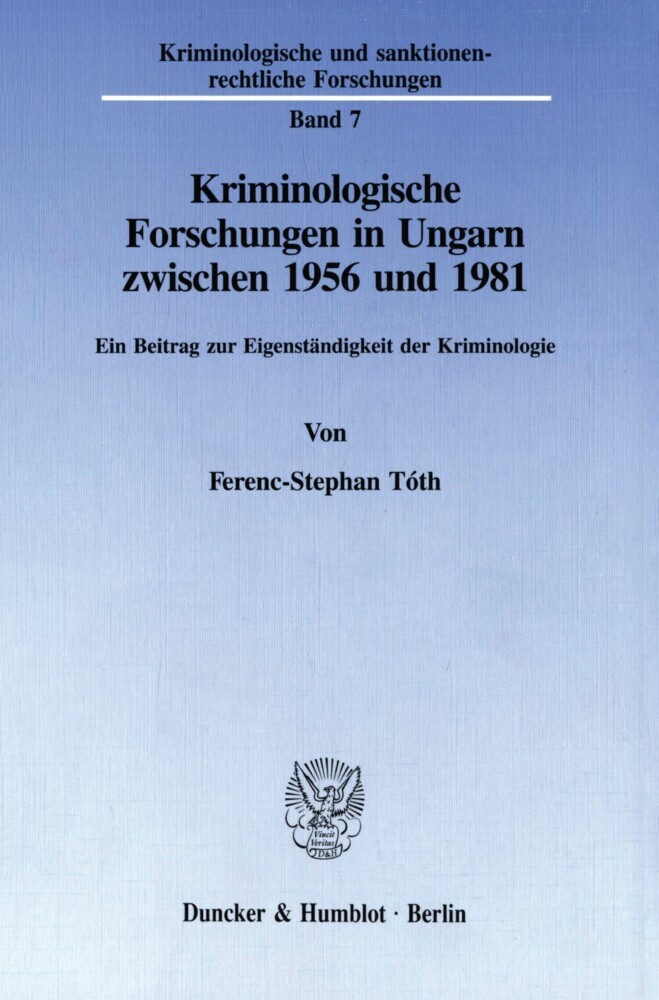 Kriminologische Forschungen in Ungarn zwischen 1956 und 1981. main product photo