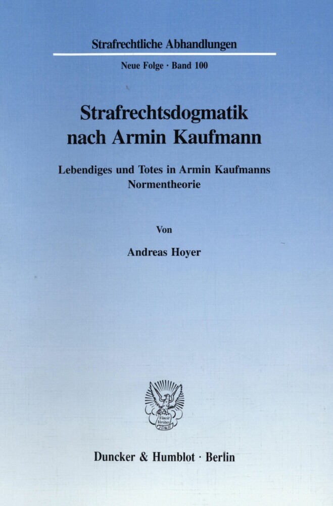Strafrechtsdogmatik nach Armin Kaufmann. main product photo