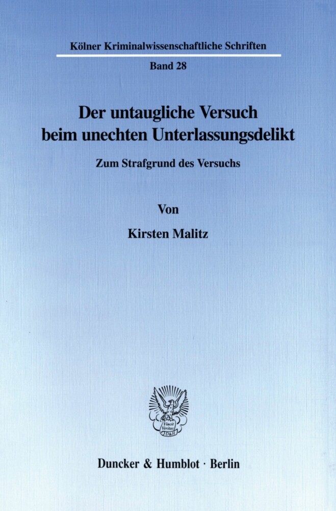 Der untaugliche Versuch beim unechten Unterlassungsdelikt. main product photo