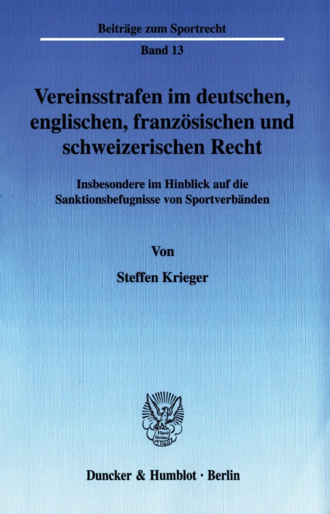 Vereinsstrafen im deutschen, englischen, französischen und schweizerischen Recht. main product photo