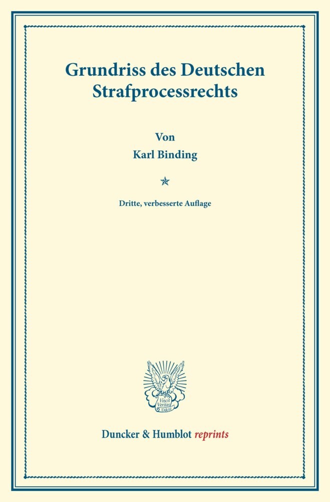 Grundriss des Deutschen Strafprocessrechts. main product photo
