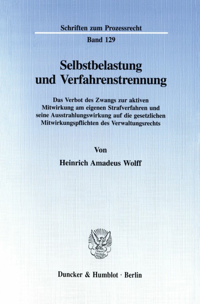 Selbstbelastung und Verfahrenstrennung. main product photo