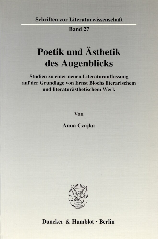 Poetik und Ästhetik des Augenblicks. main product photo