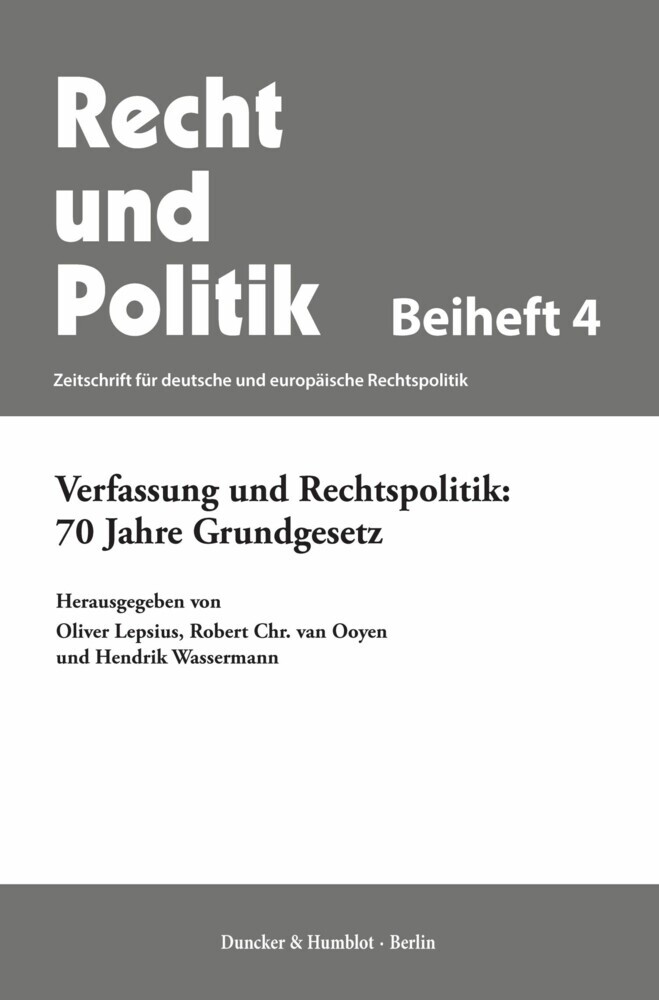 Verfassung und Rechtspolitik: 70 Jahre Grundgesetz. main product photo