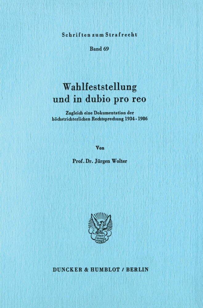 Wahlfeststellung und in dubio pro reo. main product photo