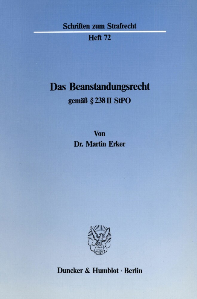 Das Beanstandungsrecht gemäß 238 II StPO. main product photo