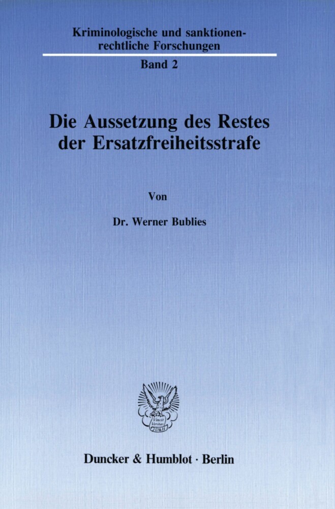 Die Aussetzung des Restes der Ersatzfreiheitsstrafe. main product photo