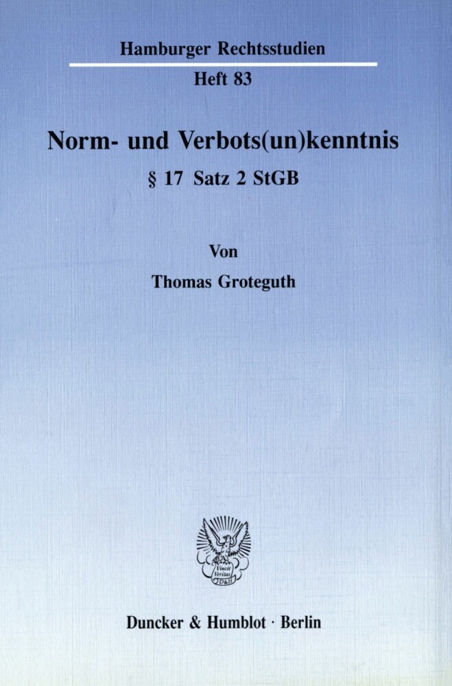 Norm- und Verbots(un)kenntnis 17 Satz 2 StGB. main product photo