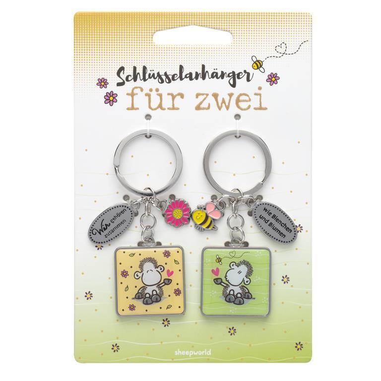 Schlüsselanhänger für zwei, Biene "Wir gehören zusammen - wie Bienchen und Blumen" main product photo