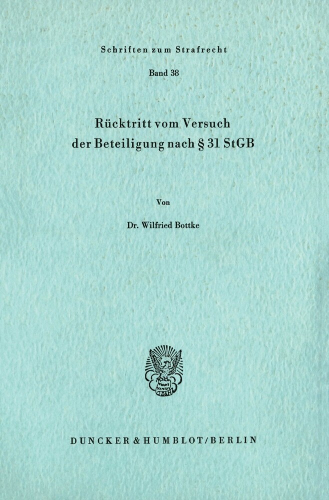 Rücktritt vom Versuch der Beteiligung nach 31 StGB. main product photo