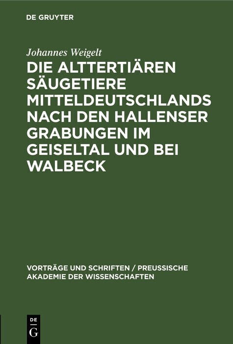 Die alttertiären Säugetiere Mitteldeutschlands nach den Hallenser Grabungen im Geiseltal und bei Walbeck main product photo