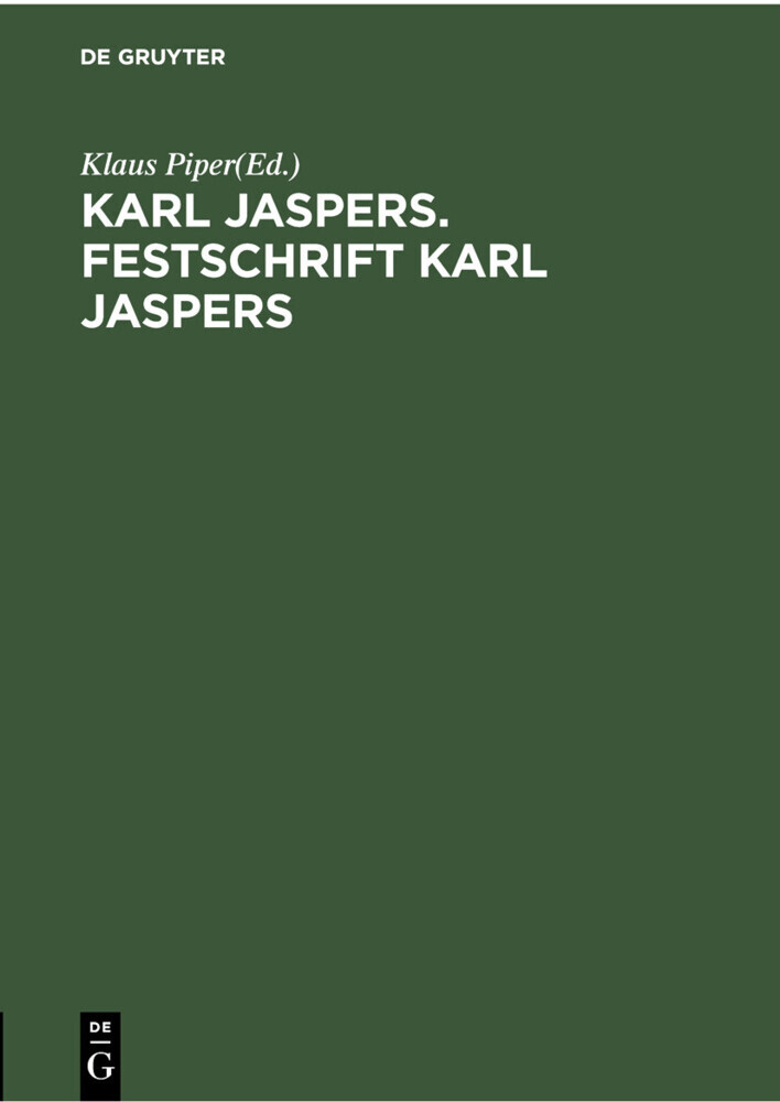 Karl Jaspers. Festschrift Karl Jaspers main product photo