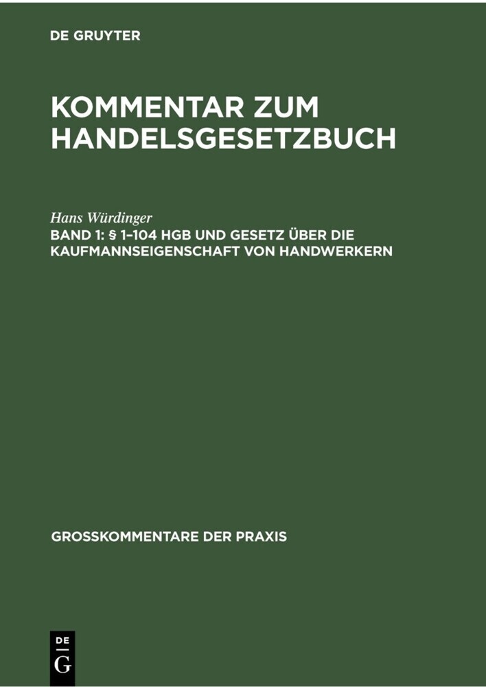 § 1-104 HGB und Gesetz über die Kaufmannseigenschaft von Handwerkern main product photo