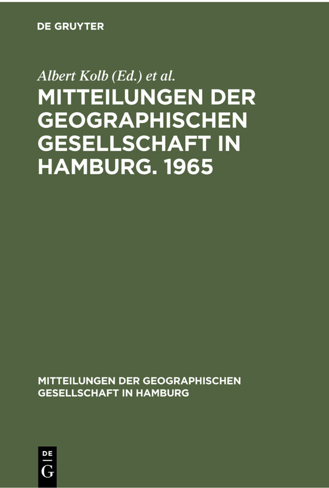 Mitteilungen der Geographischen Gesellschaft in Hamburg. 1965 main product photo