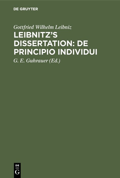 Leibnitz's Dissertation: De principio individui main product photo