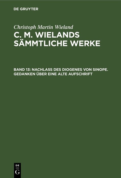 Nachlass des Diogenes von Sinope. Gedanken über eine alte Aufschrift main product photo