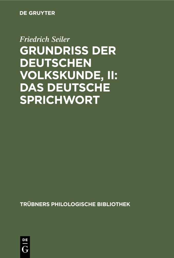 Grundriss der deutschen Volkskunde, II: Das deutsche Sprichwort main product photo