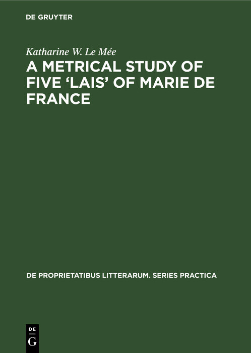 A metrical study of five 'lais' of Marie de France main product photo