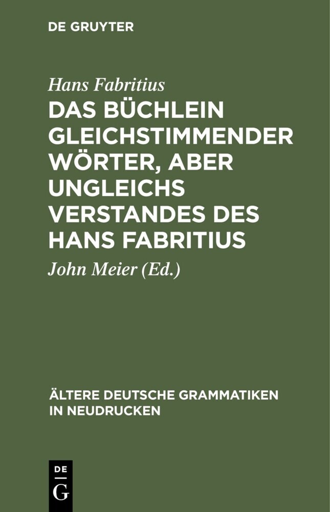 Das Büchlein gleichstimmender Wörter, aber ungleichs Verstandes des Hans Fabritius main product photo