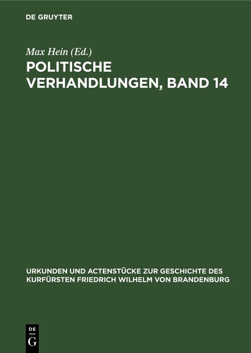 Politische Verhandlungen, Band 14 main product photo