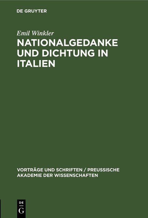 Nationalgedanke und Dichtung in Italien main product photo