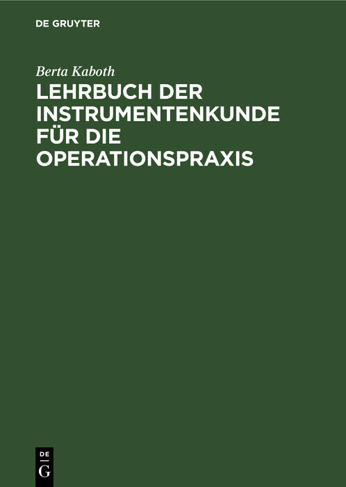 Lehrbuch der Instrumentenkunde für die Operationspraxis main product photo