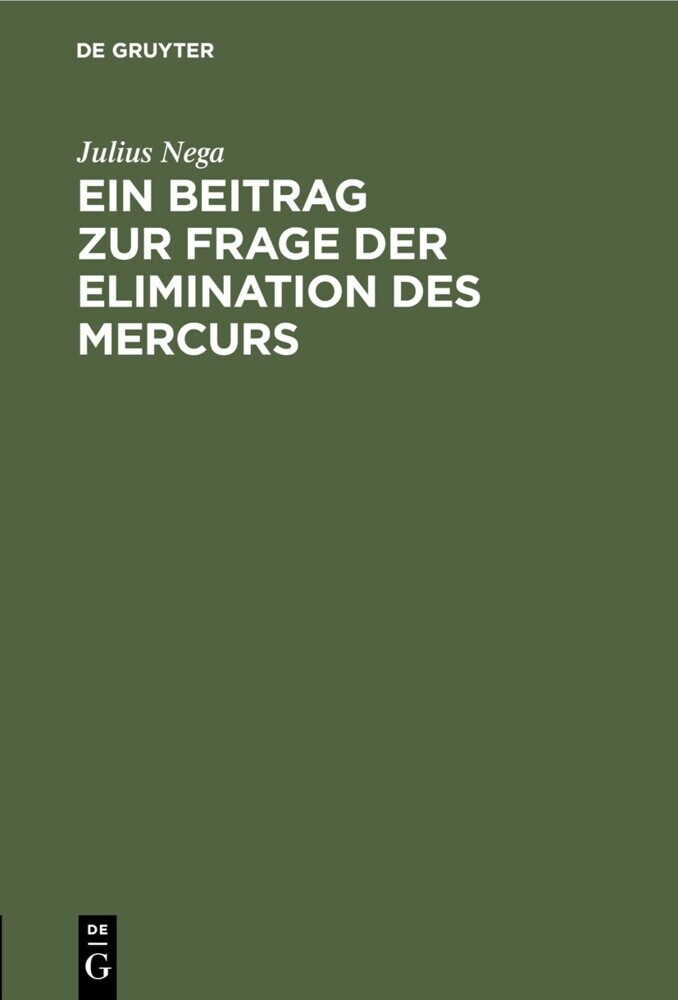 Ein Beitrag zur Frage der Elimination des Mercurs main product photo