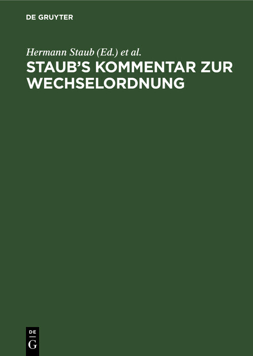 Staub's Kommentar zur Wechselordnung main product photo