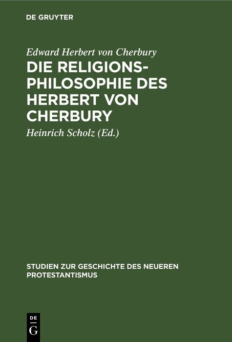 Die Religionsphilosophie des Herbert von Cherbury main product photo
