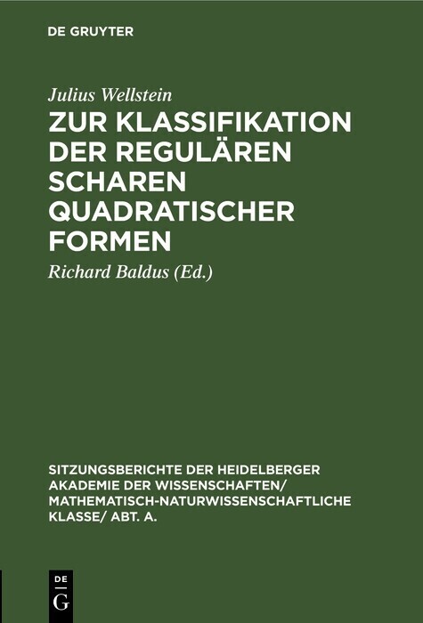 Zur Klassifikation der regulären Scharen quadratischer Formen main product photo
