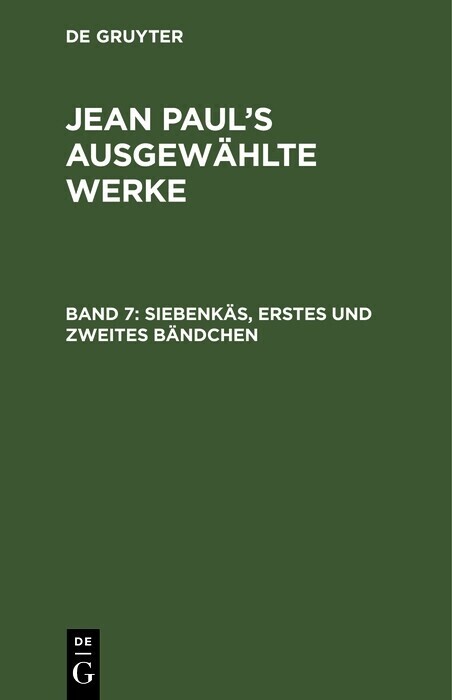 Siebenkäs, erstes und zweites Bändchen main product photo
