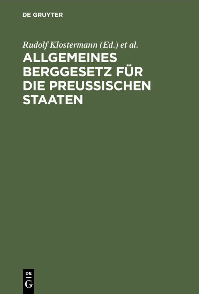 Allgemeines Berggesetz für die preußischen Staaten main product photo