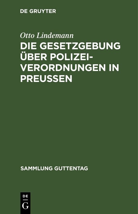Die Gesetzgebung über Polizeiverordnungen in Preußen main product photo