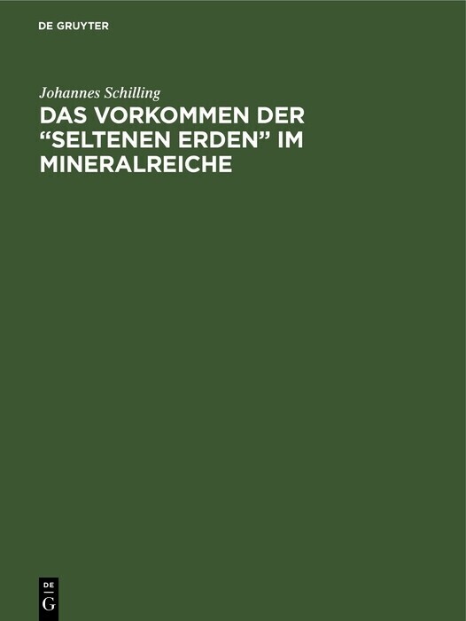 Das Vorkommen der 'seltenen Erden' im Mineralreiche main product photo