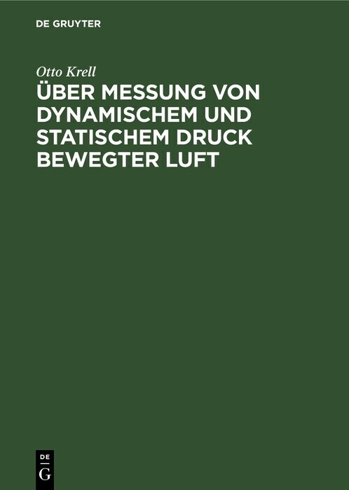 Über Messung von dynamischem und statischem Druck bewegter Luft main product photo