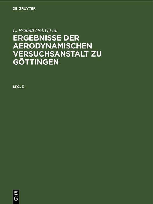 Ergebnisse der aerodynamischen Versuchsanstalt zu Göttingen. Lfg. 3 main product photo