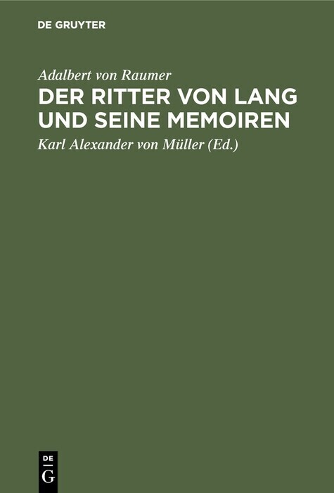 Der Ritter von Lang und seine Memoiren main product photo
