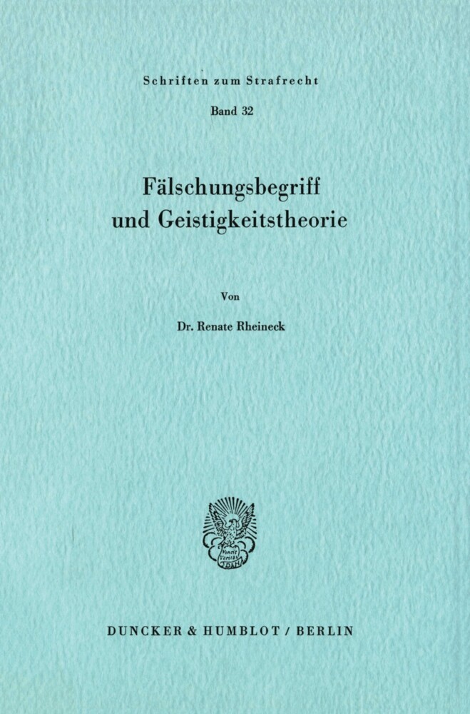 Fälschungsbegriff und Geistigkeitstheorie. main product photo