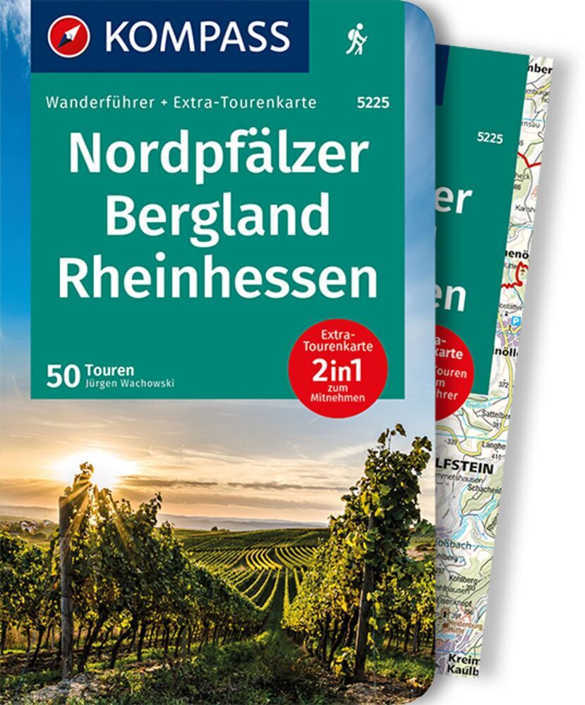 KOMPASS Wanderführer Nordpfälzer Bergland, Rheinhessen, 50 Touren mit Extra-Tourenkarte main product photo
