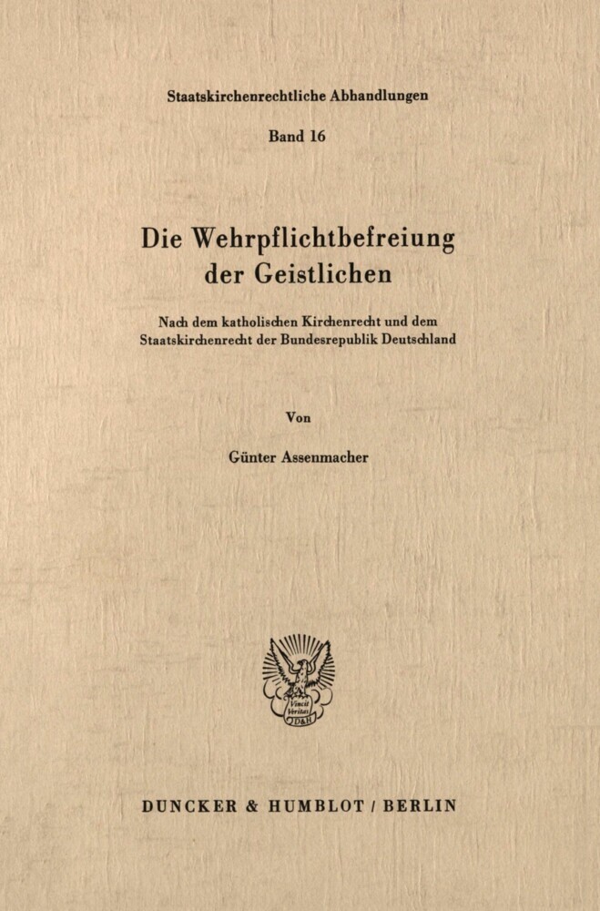 Die Wehrpflichtbefreiung der Geistlichen. main product photo