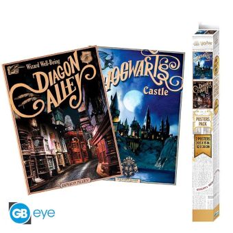 ABYstyle Harry Potter Retro Hogwarts & Diagon 2er Chibi Posters Set
