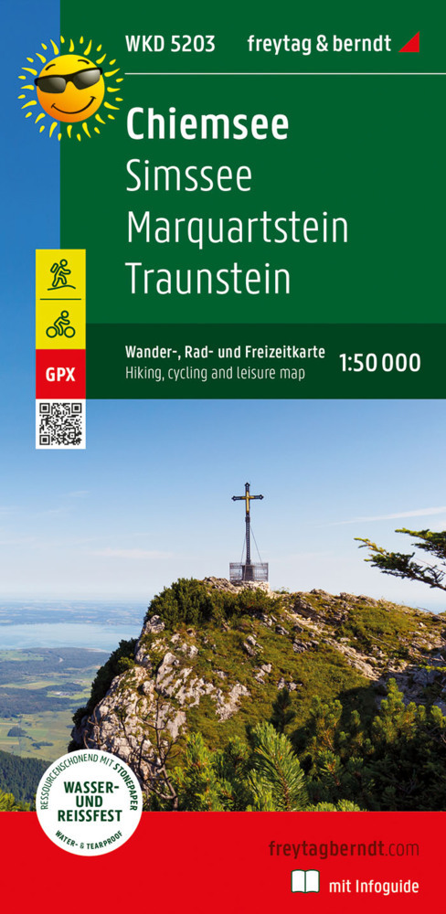 Chiemsee, Wander-, Rad- und Freizeitkarte 1:50.000, freytag & berndt, WKD 5203, mit Infoguide main product photo