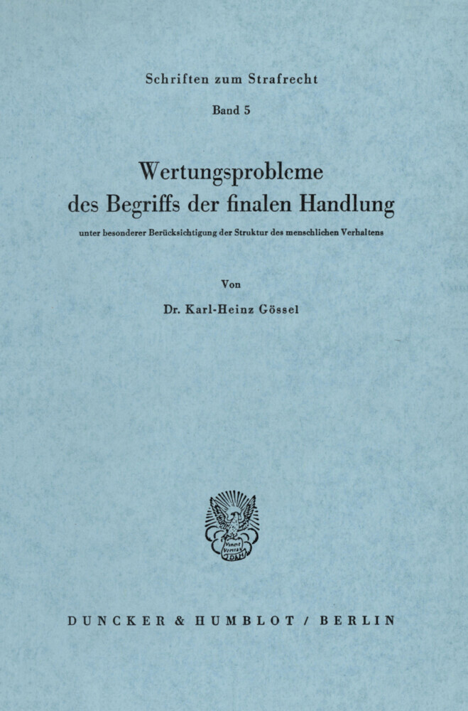Wertungsprobleme des Begriffs der finalen Handlung main product photo