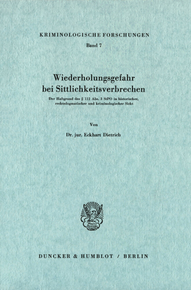 Wiederholungsgefahr bei Sittlichkeitsverbrechen. main product photo