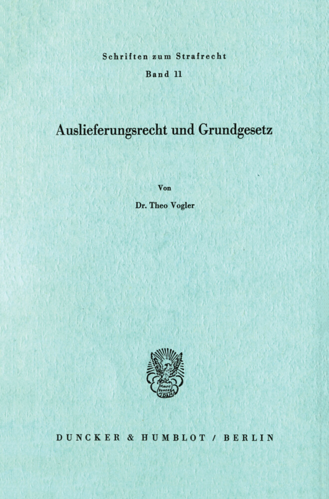Auslieferungsrecht und Grundgesetz. main product photo