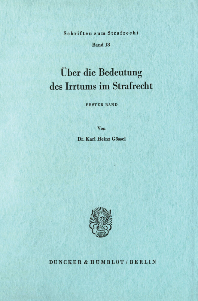 Über die Bedeutung des Irrtums im Strafrecht. main product photo